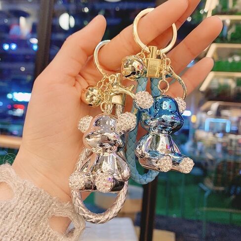 Men Women Boy Girl Cool Half Mechanical Body Standing Bear Keychain Christmas Gift Animal Pendant Metal Key Ring in Saudi Arabia