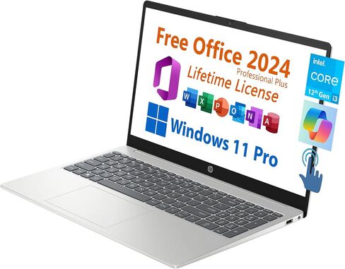 HP 15.6 "كمبيوتر محمول من طلاب الأعمال ، ترخيص Microsoft Office 2024 Lifetime ، Copilot AI Chat ، FHD Non-Touch ، Intel 8-Core I3-N305 3.8 GHz ، 16GB RAM ، 1TB SSD ، Long Battery! in Kuwait