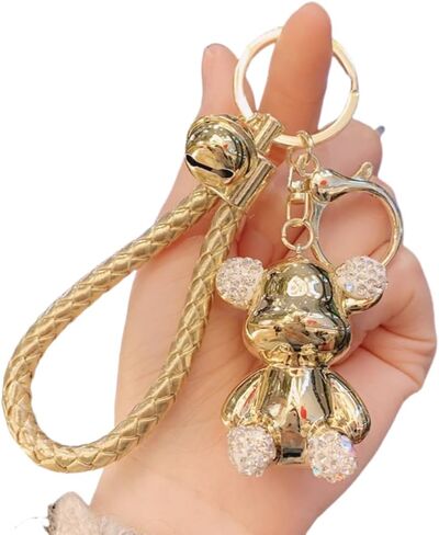 Men Women Boy Girl Cool Half Mechanical Body Standing Bear Keychain Christmas Gift Animal Pendant Metal Key Ring in Kuwait