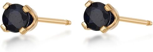 Small Gemstone Round Stud Earrings for Women I 14k White or Yellow Gold Earrings I 3mm Birthstone 4-Prong Setting I Push Back Studs by Lavari Jewelers in Saudi Arabia