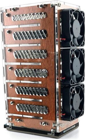 C4Labs Zebra Bramble Fan Cluster Case - Raspberry PI 5 ، 4B & 3B+ (6 Stack ، Wood Classic) in Kuwait
