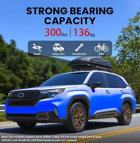 قضبان متقاطعة لسقف السيارة لـ XV Crosstrek 2018-2023 / Impreza 2017-2023 مع قفل مضاد للسرقة، قضيب متقاطع من الألومنيوم مضاد للصدأ لحامل البضائع على السطح وأمتعة قوارب الكاياك والدراجة على الجليد in Kuwait
