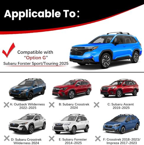 قضبان متقاطعة لسقف السيارة لـ XV Crosstrek 2018-2023 / Impreza 2017-2023 مع قفل مضاد للسرقة، قضيب متقاطع من الألومنيوم مضاد للصدأ لحامل البضائع على السطح وأمتعة قوارب الكاياك والدراجة على الجليد in Kuwait