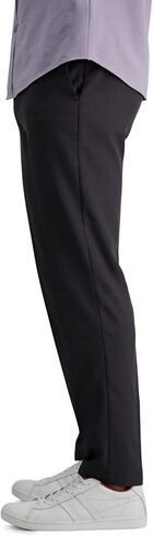 Haggar Men's Cool Right Performance Flex Solid Slim Fit Flat Front Pant, Black,29Wx30L in Kuwait