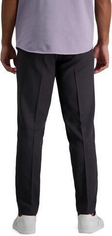 Haggar Men's Cool Right Performance Flex Solid Slim Fit Flat Front Pant, Black,29Wx30L in Kuwait