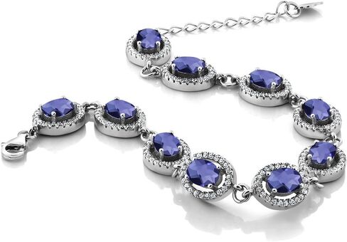 سوار تنس من الفضة الإسترلينية عيار 925 من Gem Stone King من التوباز الصوفي الأخضر للنساء (10.88 قيراط، حجر ميلاد الأحجار الكريمة، بيضاوي 7 × 5 مم، 7.5 بوصة) in Saudi Arabia
