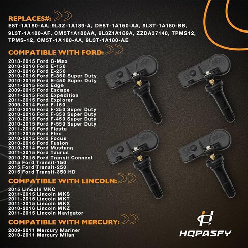 مستشعر ضغط الإطارات HQPASFY 315 ميجا هرتز TPMS 4 قطع متوافق مع Ford F250 F350 F450 Focus | لينكولن إم كيه إس| ميركوري ميلان والمزيد يستبدل # DE8T-1A180-AA، 9L3Z-1A189-A، DE8T-1A150-AA in Kuwait