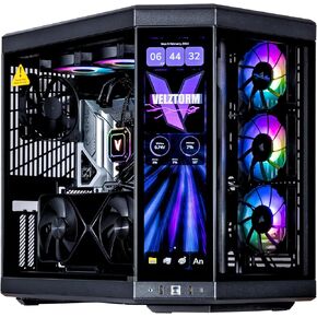 Velztorm LCD Black Praetix Custom Built Gaming Desktop PC (Intel i9-14900K, RTX 5080, 32GB DDR5, 2TB PCIe SSD, Y70 Touch Infinite Case RGB Fans, 360mm AIO, 1000W PSU, WiFi 6E 5.2, RJ-45, Win 11 Pro)