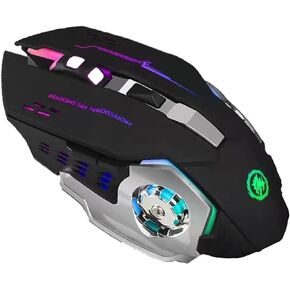 Wireless Computer Mouse with USB Unifying Receiver and USB Charging Cable for PC/Laptop- Sleek, Comfortable (Black)