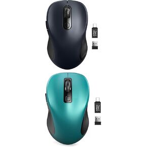 2 Pack Wireless Business Mouse للكمبيوتر المحمول ، فأر كمبيوتر مريح 2.4 جيجا هرتز مع أزرار الظهر والأمام ، 3 مستويات سرعة تتبع ، 6 أزرار ، الفئران اللاسلكية USB الضوئية لنظام التشغيل Windows Chromebook Macbook PC