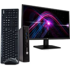 HP EliteDesk 800 G2 Desktop Mini Business Computer PC, Intel i5-6500T, 8GB RAM, 256GB SSD, Windows 10 Pro, New 23.6-inch FHD V7 LED Monitor, Wireless Keyboard & Mouse, 16GB Flash Drive, WiFi (Renewed)