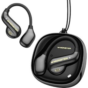 Monster Open Ear AC390 Headphones, Bluetooth 6.0 Earbuds with Stereo Sound, Wireless Headphones 24H Playtime, IPX5 Waterproof, Rotating Charging Case with Lanyard, Ultra-Light Open Ear Earbuds
