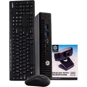 HP Prodesk 600G2 Micro Desktop Computer PC ، Intel Quad Core I5 ​​، RAM 16GB ، 512 GB SSD ، Windows 10 Home ، كاميرا ويب Periphio الجديدة ، لوحة المفاتيح اللاسلكية والماوس ، HDMI ، WiFi (متجدد)