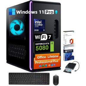 Dell Alienware Aurora R16 Gaming Desktop - Intel Ultra 9 285K (AI NPU), NVIDIA RTX 5080 GDDR7(Beats RTX 4090), WiFi 7, Win 11 Pro • w/Office Lifetime License (16GB DDR5, 1TB SSD, 2TB HDD)