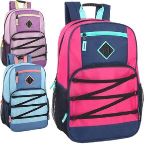 Trail maker Bulk Color Block Laptop Backpacks 24 Pack Wholesale Backpacks in Bulk for Kids Nonprofit (Male Colors Pack)