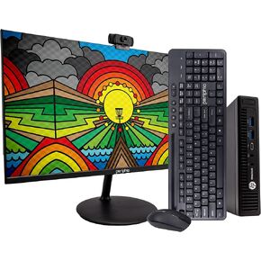 HP EliteDesk 800G2 Micro Desktop Computer PC, Intel Quad Core i5, 8GB RAM, 240 GB SSD, Windows 10 Pro, 23.6" Monitor, New Webcam, Wireless Keyboard & Mouse (Renewed)