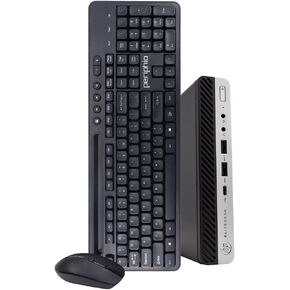 HP EliteDesk 800G3 Mini Form Factor Desktop Computer, Intel Quad Core i5, 16GB RAM, 500GB SSD, Windows 10 Pro, Wireless Keyboard/Mouse, WiFi (Renewed)