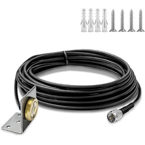3/4" Hole Mount with NMO Bracket,L Shape Fender Mount with15ft RG-58 Cable and mini UHF Connector for VHF/UHF/CB Ham Radi Dual Band Antenna
