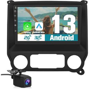 10.1 inch Car Radio for Chevy Siverado GMC Sierra 2014-2018 Android 13, 2GB+32GB with GPS Navigation CarPlay Android Auto Bluetooth SWC Backup Camera