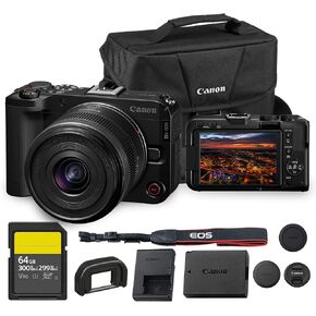 Canon EOS R50 V Mirrorless Camera with 14-30mm f/4-6.3 RF-S Lens | 4K Video, Dual Pixel Autofocus, Flip Screen | Compact RF Mount Vlog Camera Kit with Shoulder Bag and 64GB Card