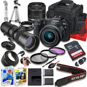 Canon EOS RP Mirrorless Camera with RF 24-50mm f/4.5-6.3 is STM and 420-800mm f/8 Manual Super HD Telephoto Lens + 128 GB Memory + Extra Battery + Camera Case + More (21pc Bundle) (Renewed)
