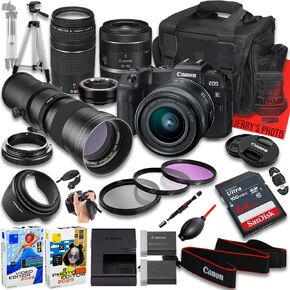 Canon EOS RP Mirrorless Camera with RF 24-50mm f/4.5-6.3 is STM and EF 75-300mm f/4-5.6 III & 420-800mm f/8 Lens + Mount Adapter + 128 GB Memory + Extra Battery + More (25pc Bundle) (Renewed)