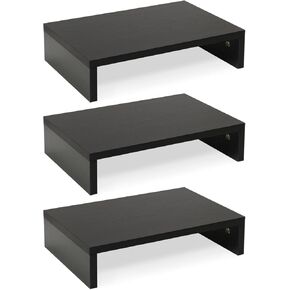 TEAMIX 3 PCS Black Monitor Stand Wood