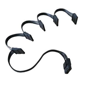 PC Computer Hard Drive 4Pin Female IDE 1 to 5 SATA Splitter Adapter Converter Power Supply Cable Cord 18AWG Wire Black