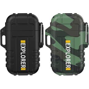 2 Pack Butane Torch Lighter ARC Lighter (Black+CamoARC)