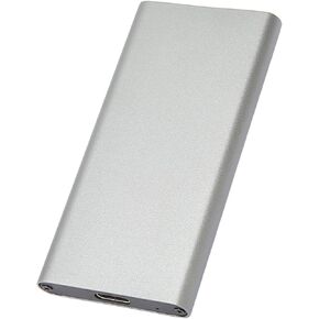 Solid State Drive Enclosure, Plug and Play 10Gbps Hard Drive Enclosure Tyep C to MSATA 10 Minute Intelligent Hibernation Mode Heat Dissipation for PC (Silver)
