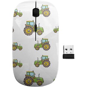 2.4GHz USB Wireless Mouse, Tractor Transport Childrens Pattern, Ergonomic Slim Computer Mice for Kids