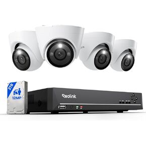 Reolink 12MP Smart Security System with AI Video Search, Person/Vehicle/Animal Detection Color & Infrared Night Vision, Two-Way Talk, 24/7 Continuous Recording, Perimeter Protection, RLK8-1200D4-A