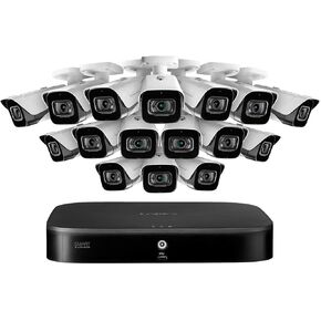Lorex 4K 16-Channel Security System with 2TB, 16 Outdoor/Indoor Metal 8MP Bullet cameras, with Person/Vehicle Detection, Color Night Vision, Listen-In Audio, IP67 Weatherproof Rating