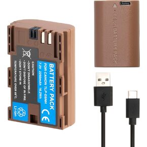 Foto4easy 2-Pack USB-C LP-E6NH Replacement Battery for Canon R5, R6, R6 II, R7, R, R5 C, 5DS, 5D II, 5D III,5D IV, 6D, 6D II, 7D, 7D II, 60D, 70D, 80D, 90D Camera