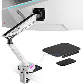 ARES WING RGB Monitor Arm & Steel Monitor Mount Reinforcement Plate for 17-45'' and 35.2 Lbs Ultrawide Screen
