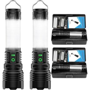 Flashlights High Lumens Rechargeable- Super Bright Tactical LED Flashlight,Powerful USB C Flash Light with 360°COB Light, Long Beam 3280Ft,7 Modes,Waterproof Handheld Flashlight for Emergency