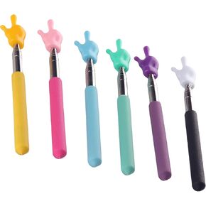 6 Pcs Multipurpose Teacher Pointer Sticks Extendable Finger Pointers Bright Colors Hand Pointer Stick for Classroom, Reading & Presentations Essential Teaching Tool for Teachers Coach Presenter