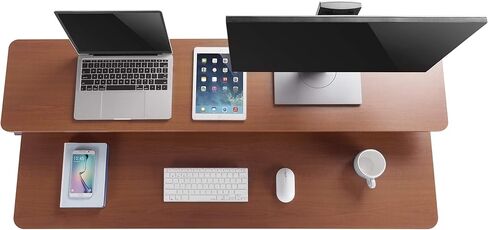 Stand Steady 55 Inch Clamp On Desk Shelf | Large Monitor Riser Supports 3 Screens for Extra Storage | Ergonomic Monitor Stand Securely Attaches to Surface with Clamp Base - No Screws (55 In / Maple) in Saudi Arabia