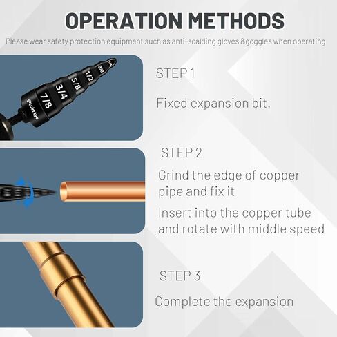 [6-in-1] HVAC Repair Tool, Swaging Tool HVAC, Piokrtye Copper Pipe Expander Tool Flaring Tool Bit 1/4'', 3/8'', 1/2'', 5/8'', 3/4'' and 7/8'' for HVAC Air Conditioner Repairing in Kuwait