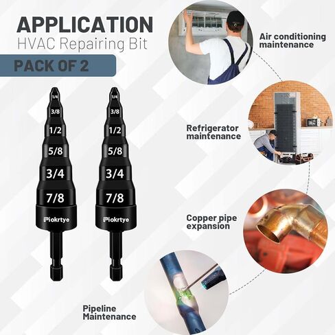 [6-in-1] HVAC Repair Tool, Swaging Tool HVAC, Piokrtye Copper Pipe Expander Tool Flaring Tool Bit 1/4'', 3/8'', 1/2'', 5/8'', 3/4'' and 7/8'' for HVAC Air Conditioner Repairing in Kuwait