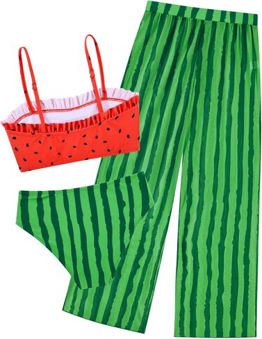 Hawaiian Bikini Army Green Swimwear for Girls 6 8 Year Old Palm Leaf Swimsuits Size 9 Kids Quick Dry High Waist Bathing Suits with Mesh Pants Little Girl's 3 Pieces Rash Guard Sunsuits Vacation Party in Saudi Arabia
