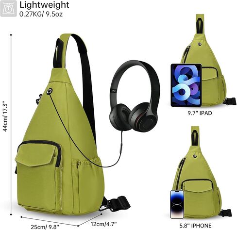 HAWEE Sling Backpack Crossbody Shoulder Left and Right Chest Bag for Women Men Travel Hiking Daypack, Black in Kuwait