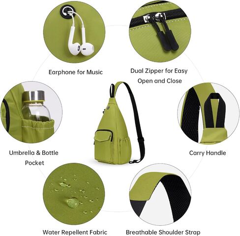 HAWEE Sling Backpack Crossbody Shoulder Left and Right Chest Bag for Women Men Travel Hiking Daypack, Black in Kuwait