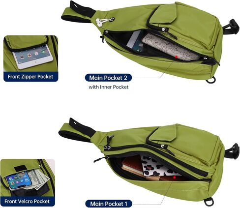 HAWEE Sling Backpack Crossbody Shoulder Left and Right Chest Bag for Women Men Travel Hiking Daypack, Black in Kuwait