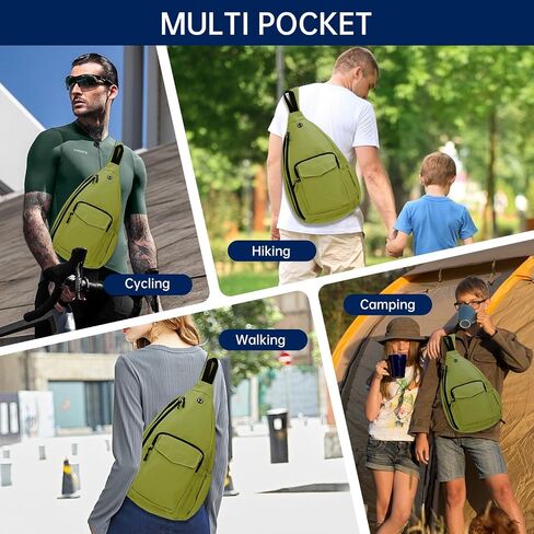 HAWEE Sling Backpack Crossbody Shoulder Left and Right Chest Bag for Women Men Travel Hiking Daypack, Black in Kuwait