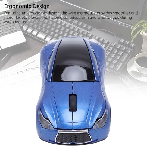 Sports Car Shaped Wireless Mouse, 1600DPI 2.4 GHz Ergonomic Cool Sport Car Optical Mouce with USB Receiver for Laptop, PC, Desktop (Pearl Blue) in Saudi Arabia