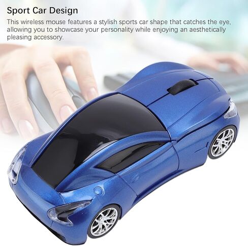 Sports Car Shaped Wireless Mouse, 1600DPI 2.4 GHz Ergonomic Cool Sport Car Optical Mouce with USB Receiver for Laptop, PC, Desktop (Pearl Blue) in Saudi Arabia