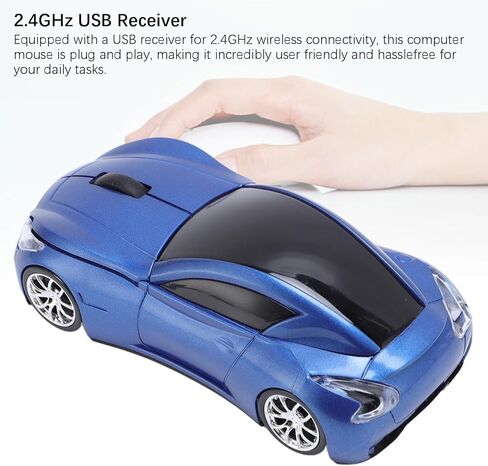 Sports Car Shaped Wireless Mouse, 1600DPI 2.4 GHz Ergonomic Cool Sport Car Optical Mouce with USB Receiver for Laptop, PC, Desktop (Pearl Blue) in Saudi Arabia