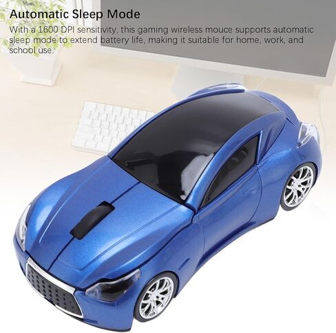 Sports Car Shaped Wireless Mouse, 1600DPI 2.4 GHz Ergonomic Cool Sport Car Optical Mouce with USB Receiver for Laptop, PC, Desktop (Pearl Blue) in Saudi Arabia