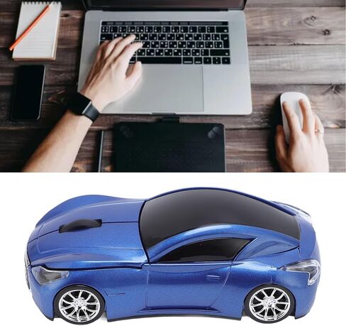 Sports Car Shaped Wireless Mouse, 1600DPI 2.4 GHz Ergonomic Cool Sport Car Optical Mouce with USB Receiver for Laptop, PC, Desktop (Pearl Blue) in Saudi Arabia
